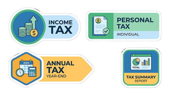 Vector Tax Documentation and Financial Reporting Concepts Illustration Set