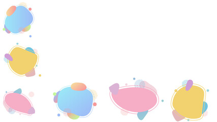 Abstract fluid or liquid elements pastel colors isolated on white background.