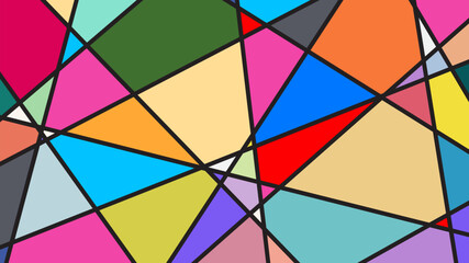 Abstract colorful low polygon triangles mosaic pattern background.