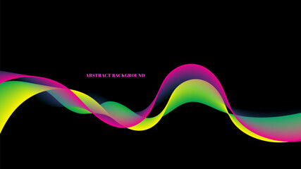 Abstract colorful wavy soft pattern on black background.