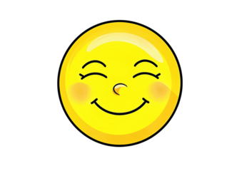 Smiling yellow emoji face with closed eyes