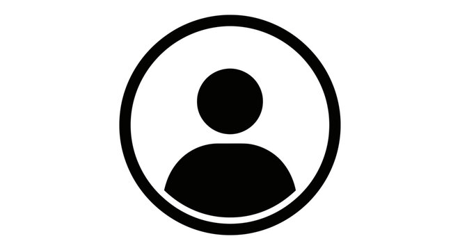 Simple Black Silhouette of a Person in a Circle Icon Vector Graphic for User Profile