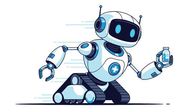High-speed medical robot motion illustration for healthcare automation, medical device startups and technology investment vector art