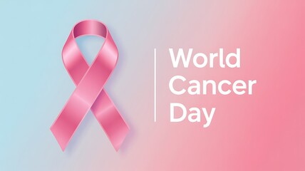 Pink ribbon concept for supporting people living and illness awareness campaign as symbol of world cancer day celebrated in February of each year globally