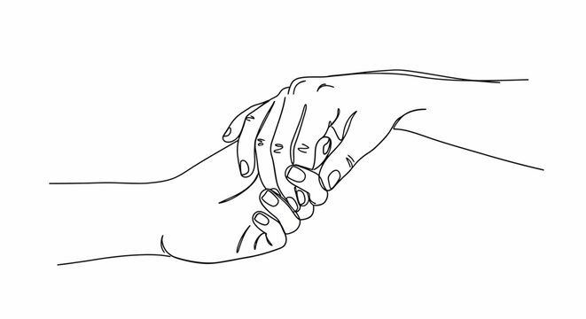 Gentle Hand Holding - Connection and Support Symbol, Minimalist Art