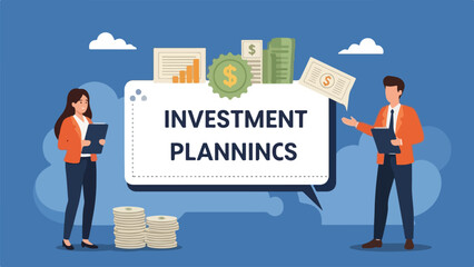 Investment planning concept with two business people