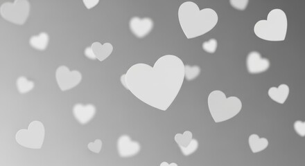 White hearts on gray gradient background