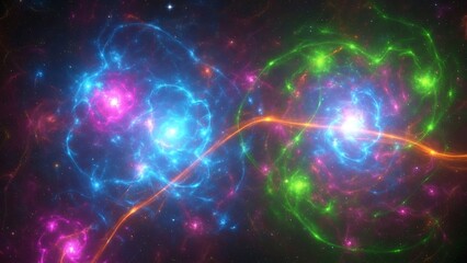 Fototapeta premium Vibrant cosmic energy flowing through a colorful and abstract nebula in deep space