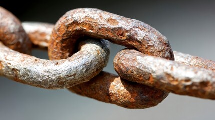 Fototapeta premium Close Up of Rusty Metal Chain Links Highlighting Textures and Intricate Details in an Industrial Setting