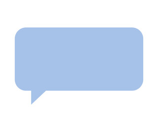 Fototapeta premium Blue speech bubble on white background, flat minimalist design featuring soft rounded rectangle with tail