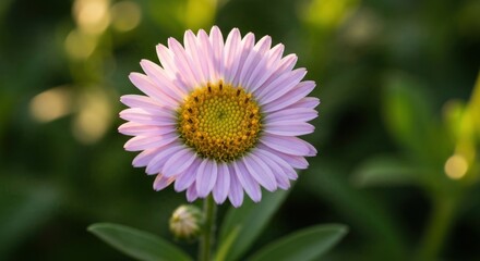 Obraz premium Close-up of a pink and yellow flower with green bokeh background