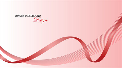 Red abstract background vector design. Luxury red background with curved ribbon and wave line decoration. Suit for banner, backdrop, award, certificate and others
