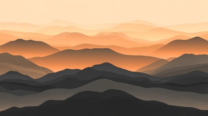 Obraz premium Breathtaking mountain landscape with vibrant sunset hues and majestic peaks panorama.