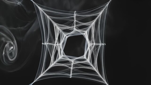 Smoke Wraps Around a Spiderweb in a Creative and Abstract Shot