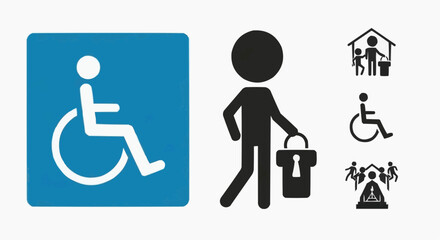 disabled person sign Toilet Icon Set Vector | WC Public Bathroom Washroom Symbols