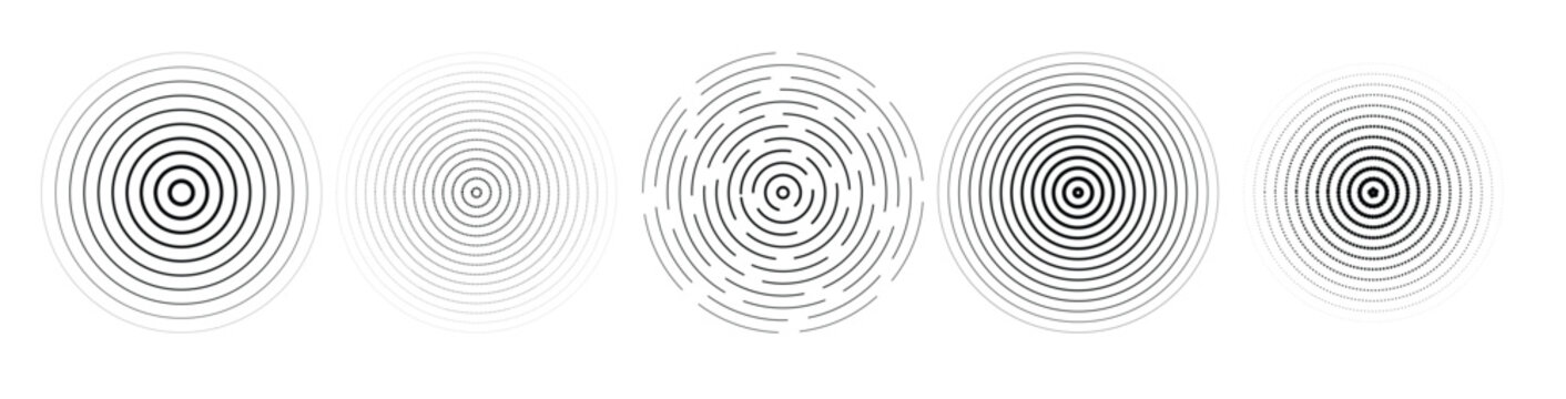 black linear concentric circle set dotted and dashed sound