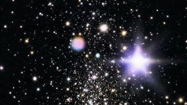 Vast Cosmos Filled With Twinkling Stars And Glowing Galaxies In Deep Space