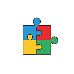 Obraz premium Puzzle Pieces Interlock in Colors