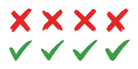 Vector Check Mark And Cross Mark Icon Set