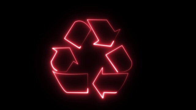 Sustainable future symbolized by sleek, modern recycle icon representing environmental responsibility and eco-friendly practices symbol animation on a black background 