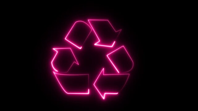 Sustainable future symbolized by sleek, modern recycle icon representing environmental responsibility and eco-friendly practices symbol animation on a black background 