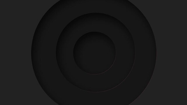Abstract dark gray 3d layered concentric circles background with shadow effect motion loop