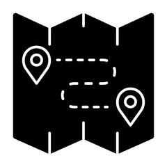 Trail map solid icon illustration