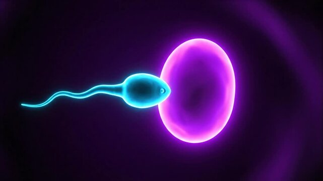 Glowing Sperm Cell's Dynamic Pursuit of a Luminous Egg: Microscopic Fertilization and Life's Genesis
