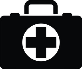 Fototapeta premium Black first aid kit icon with white cross symbol medical kit