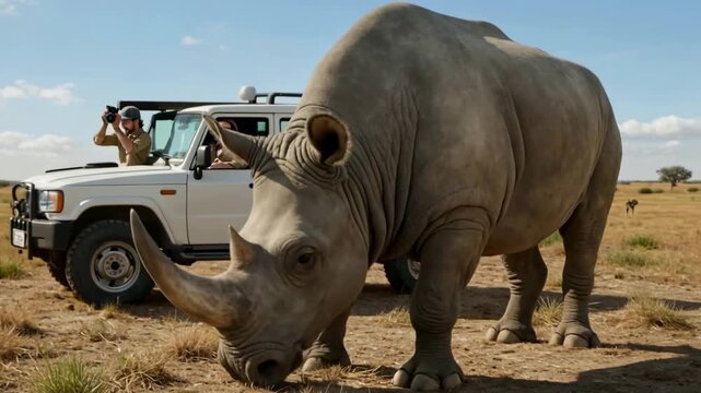 Giant Rhino Up Close: Incredible African Safari Encounter