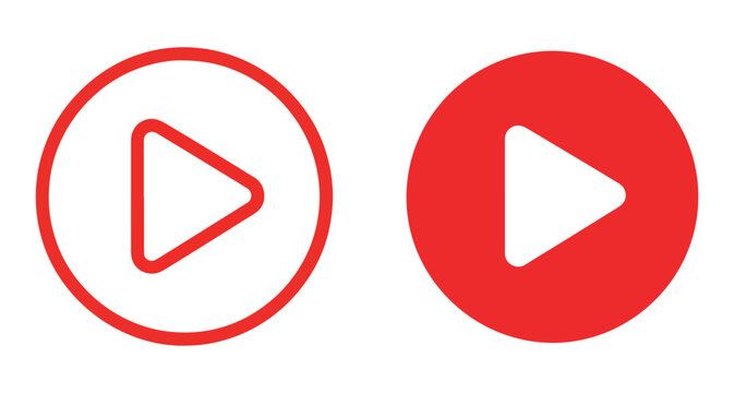 Play button icon set on white background