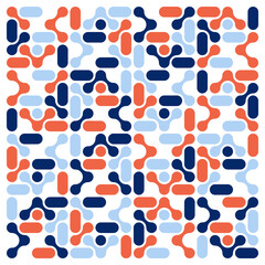 Vibrant Abstract Pattern Of Interlocking Shapes In Red, Navy, And Light Blue