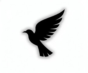 Obraz premium Black bird silhouette flying on white background