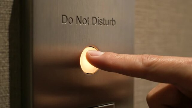 Hand Pressing Hotel Room Do Not Disturb Button.