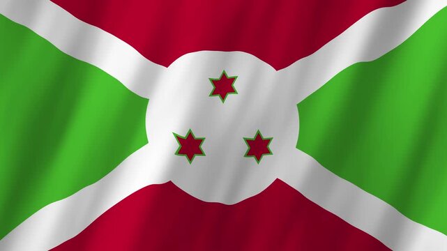 Burundi Flag Waving on Wind, Realistic 4K Background Animation