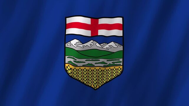 Alberta Flag Waving, Realistic 3D Animation, 4K 60fps