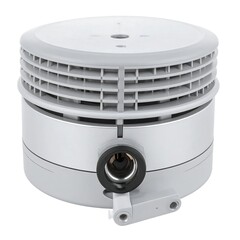 Fototapeta premium Circular, white and grey electronic device with air vents and port