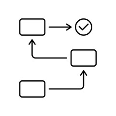 Icon a professional workflow diagram with connectivity arrows, isolated against a clean background.