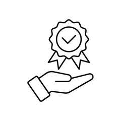 Icon a best practice excellence badge with star rating, isolated against a clean background.