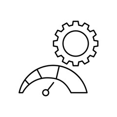Icon a performance optimization dashboard with speedometer, isolated against a clean background.