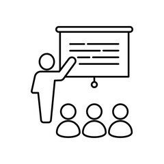 Icon a corporate training workshop with mentor and team, isolated against a clean background.