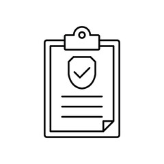 Icon an official policy document with security shield, isolated against a clean background.