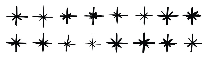 Doodle star. Hand-drawn flash effect. Black and white illustration © Honvs