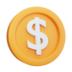 Fototapeta premium 3D Dollar Symbol Currency Coin Icon