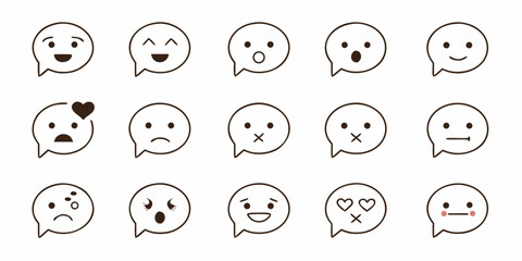 Obraz premium Collection of simple minimalist face icons expressing various emotions