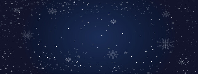 Obraz premium magical heavy snow flakes backdrop on dark blue background