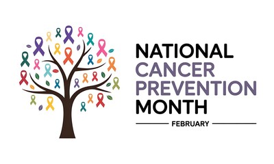Obraz premium National cancer prevention month is observed every february awareness health promotion campaign with colorful ribbon tree for disease control support and hope