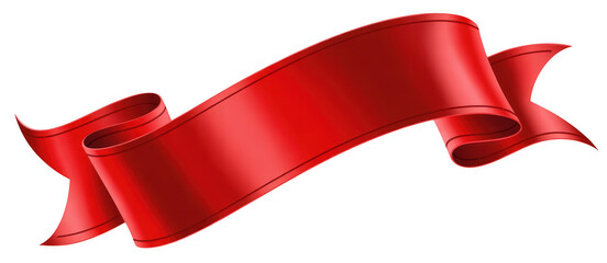 Red ribbon banner flowing curling isolated on a transparent background