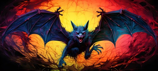 silhouette of Bat Dryad Monster ,generative AI