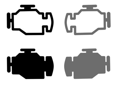 Check engine light icon set for automotive diagnostics. Vector illustration of check engine light icon set